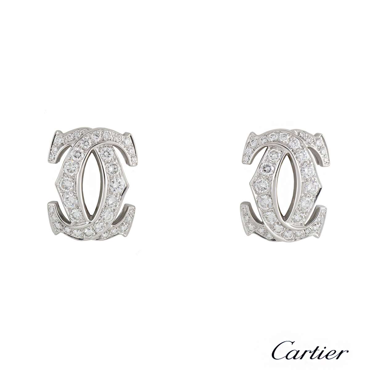 c de cartier earrings white gold diamonds